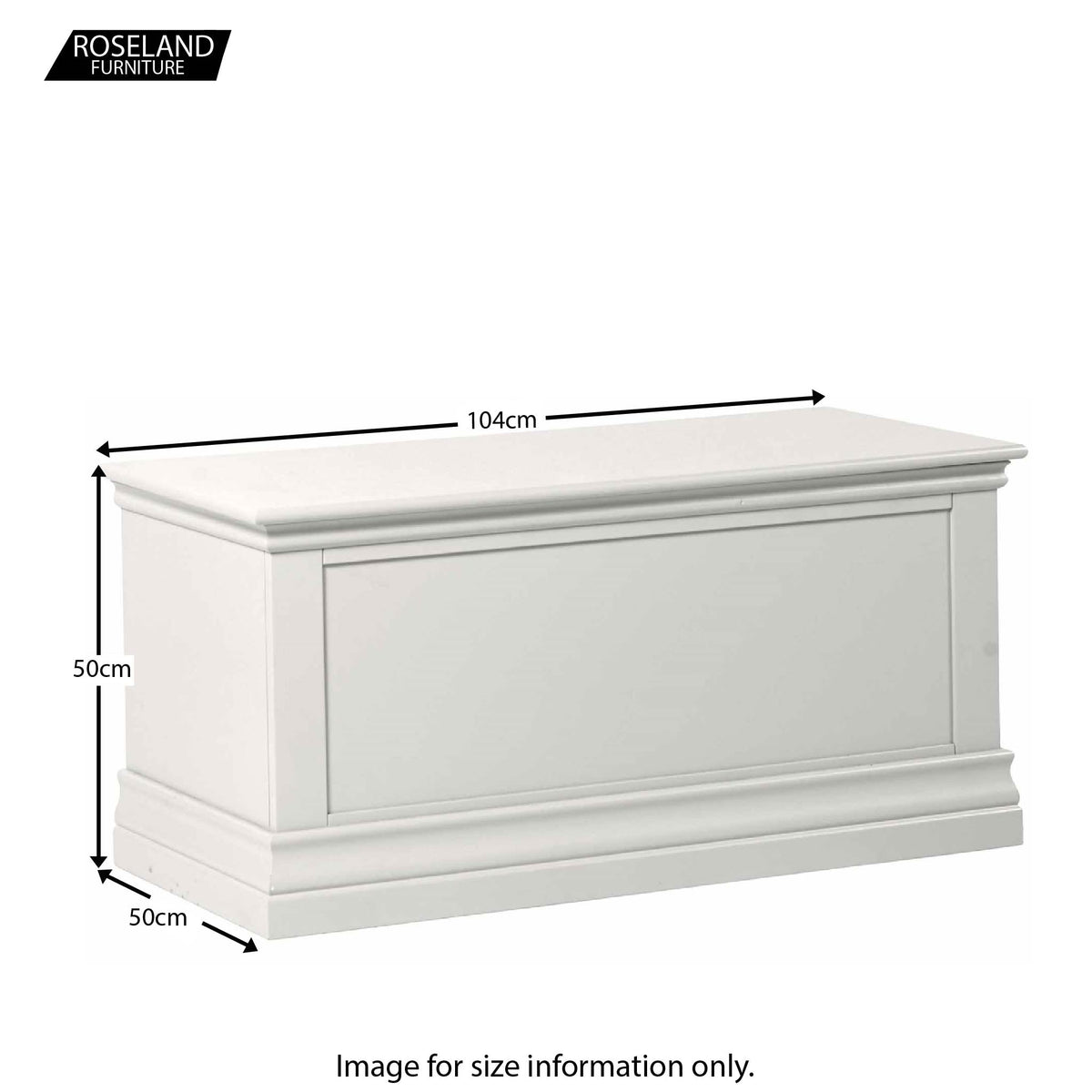 Dimensions for the Melrose White Blanket Storage Chest from Roseland Furniture
