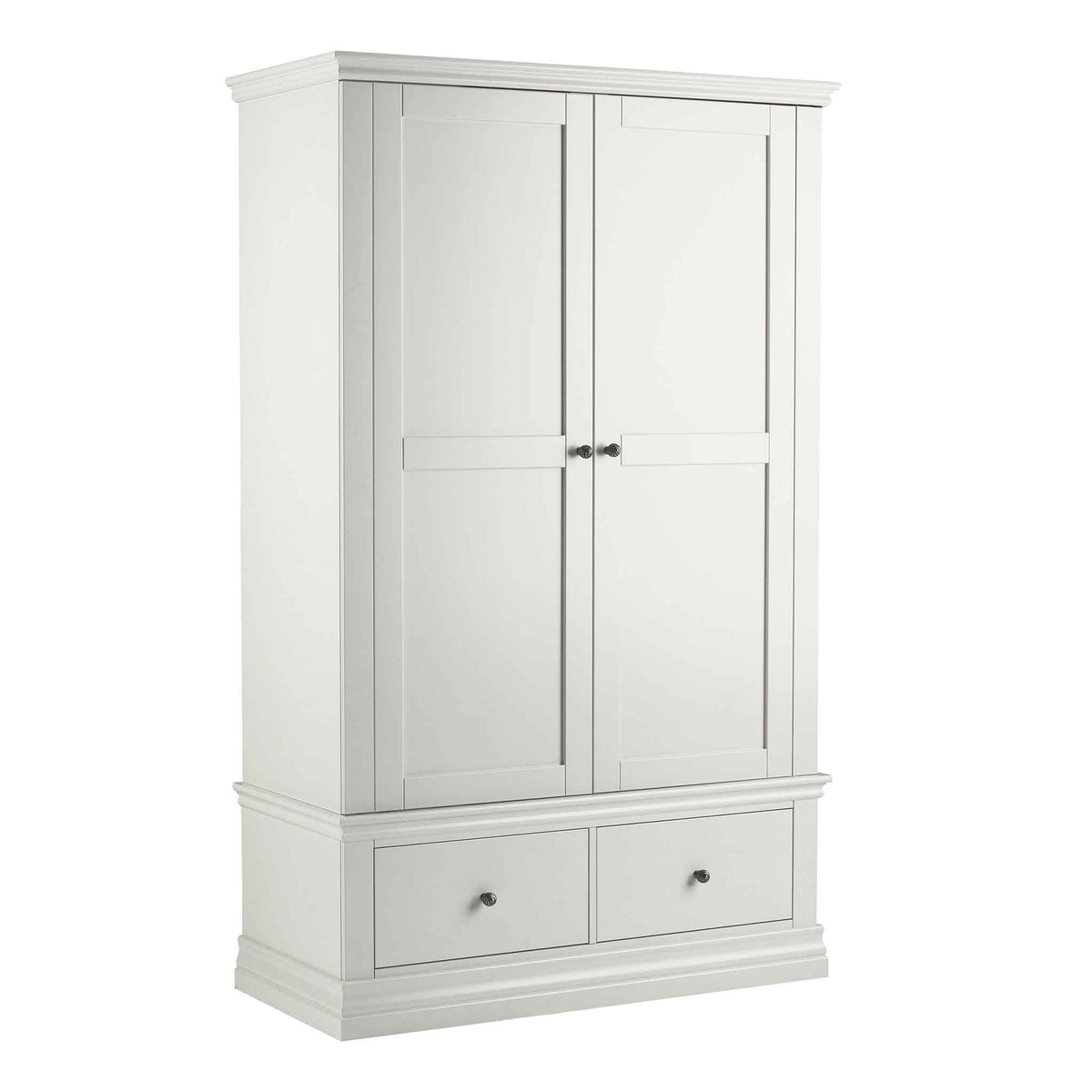 Melrose White Double Wardrobe with Drawers from Roseland Furniture
