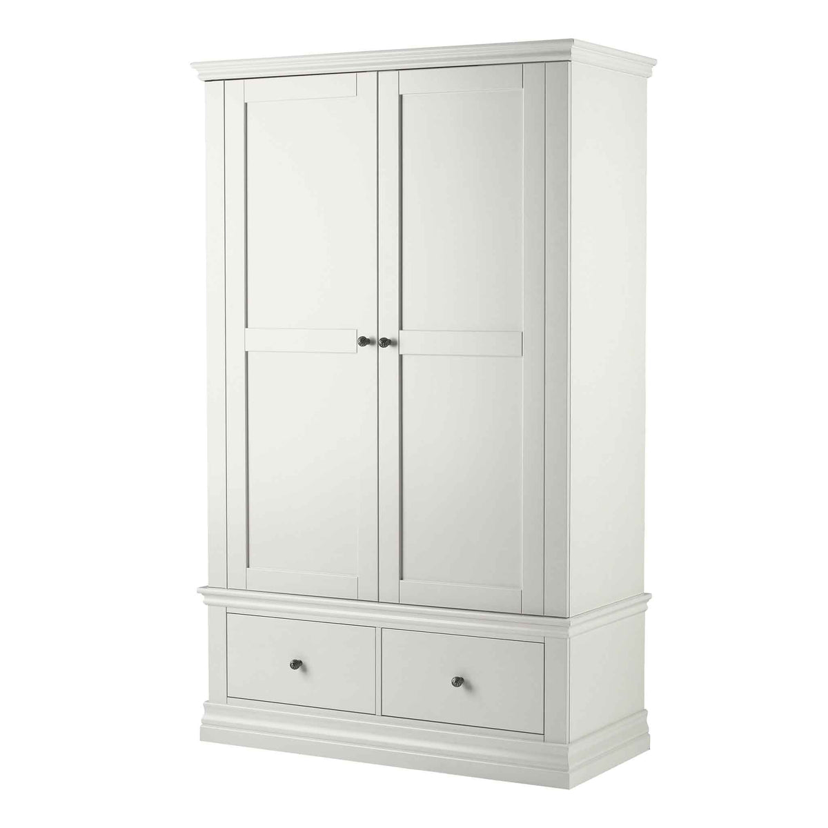 Melrose White 2 Door Wardrobe with Drawers from Roseland Furniture