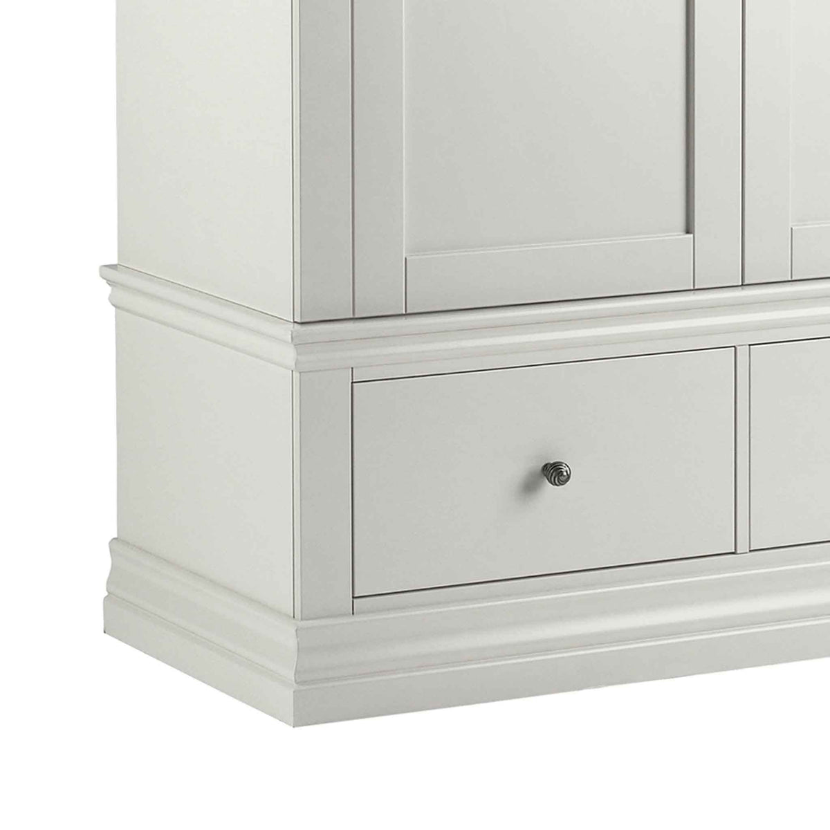 close up for drawer on the Melrose White Double Wardrobe