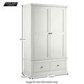 Dimensions for the Melrose White Double Wardrobe with Drawers from Roseland Furniture