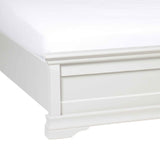 close up of the low footboard on the Melrose White 4ft6 Double Bed Frame from Roseland Furniture