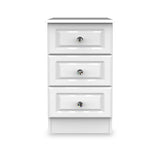 Kinsley White Gloss 3 Drawer Bedside Cabinet from Roseland