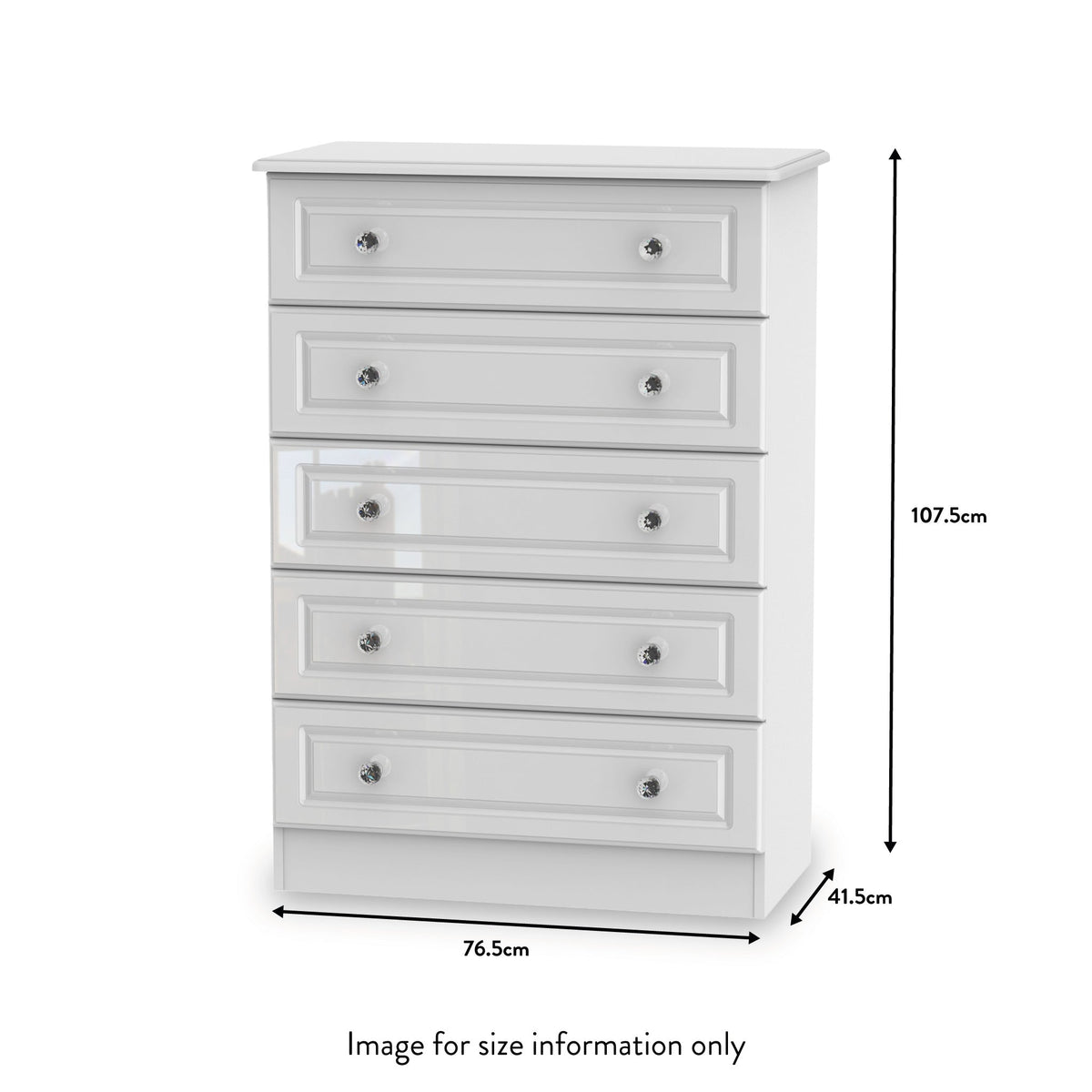 Kinsley White Gloss 3 Drawer Chest from Roseland size