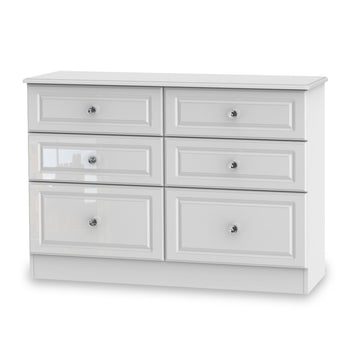Kinsley White Gloss 6 Drawer Wide Chest