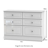 Kinsley White Gloss 6 Drawer Chest from Roseland size