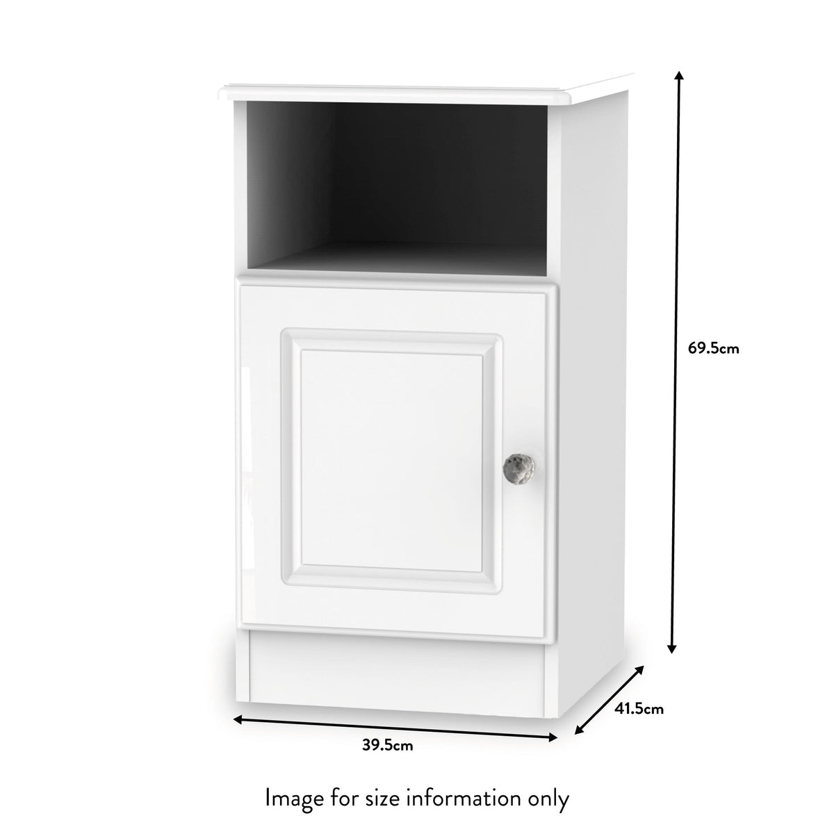 Kinsley White Gloss 1 Door with Open Shelf Cabinet from Roseland size