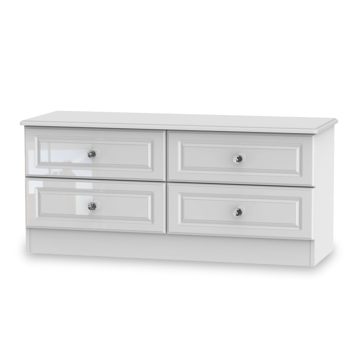 Kinsley White Gloss 4 Drawer Low Storage Unit from Roseland