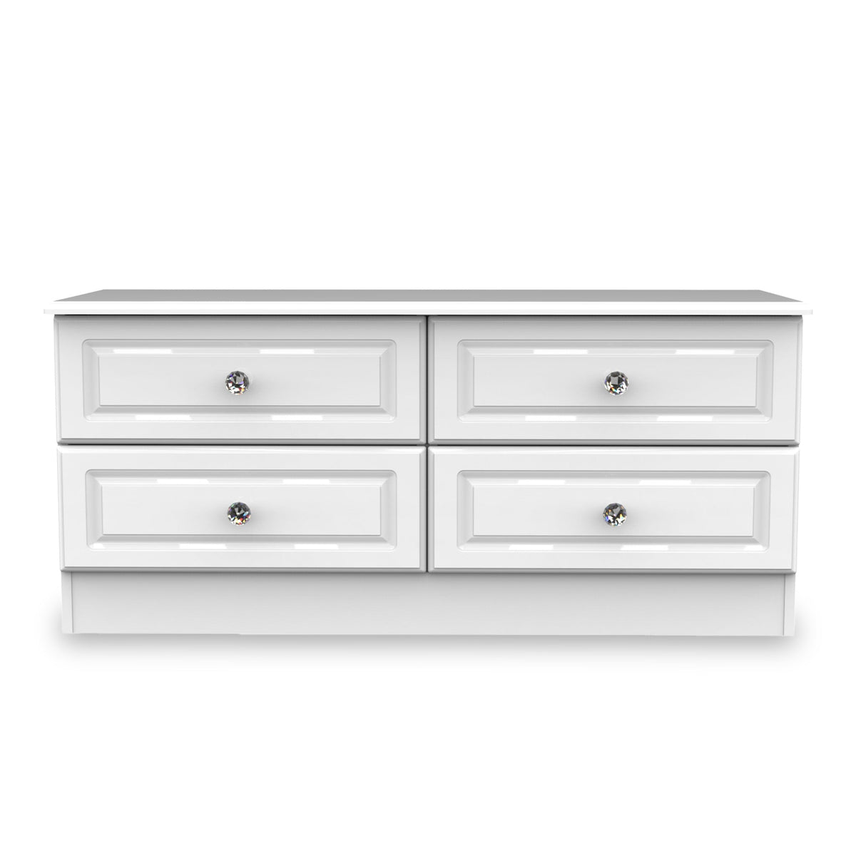 Kinsley White Gloss 4 Drawer Low Storage Unit from Roseland