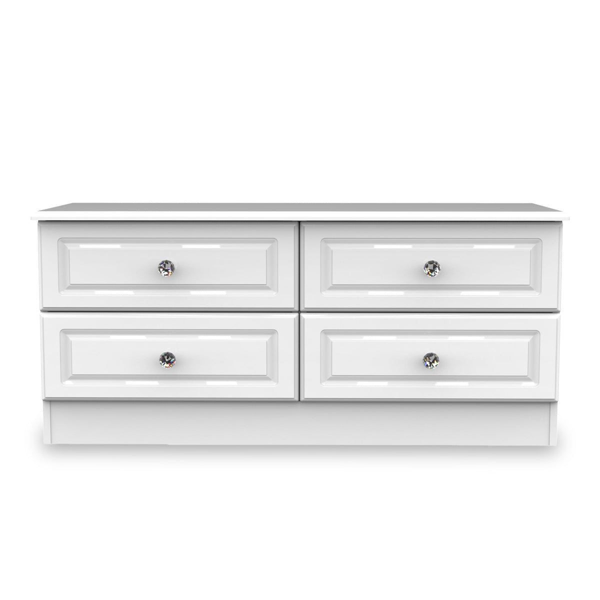 Kinsley White Gloss 4 Drawer Low Storage Unit from Roseland