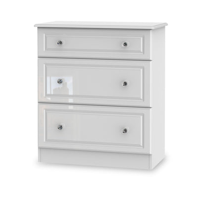 Kinsley White Gloss 3 Drawer Deep Chest