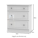 Kinsley White Gloss 3 Drawer Deep Chest from Roseland size