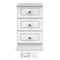 Kinsley White Gloss Wireless Charging 3 Drawer Bedside from Roseland