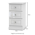 Kinsley White Gloss Wireless Charging 3 Drawer Bedside from Roseland size