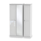 Kinsley White Gloss Triple Wardrobe with Mirror from Roseland