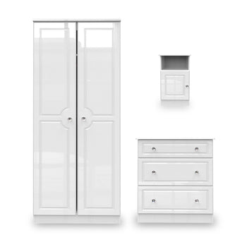 Kinsley White Gloss 3 Piece Bedroom Set