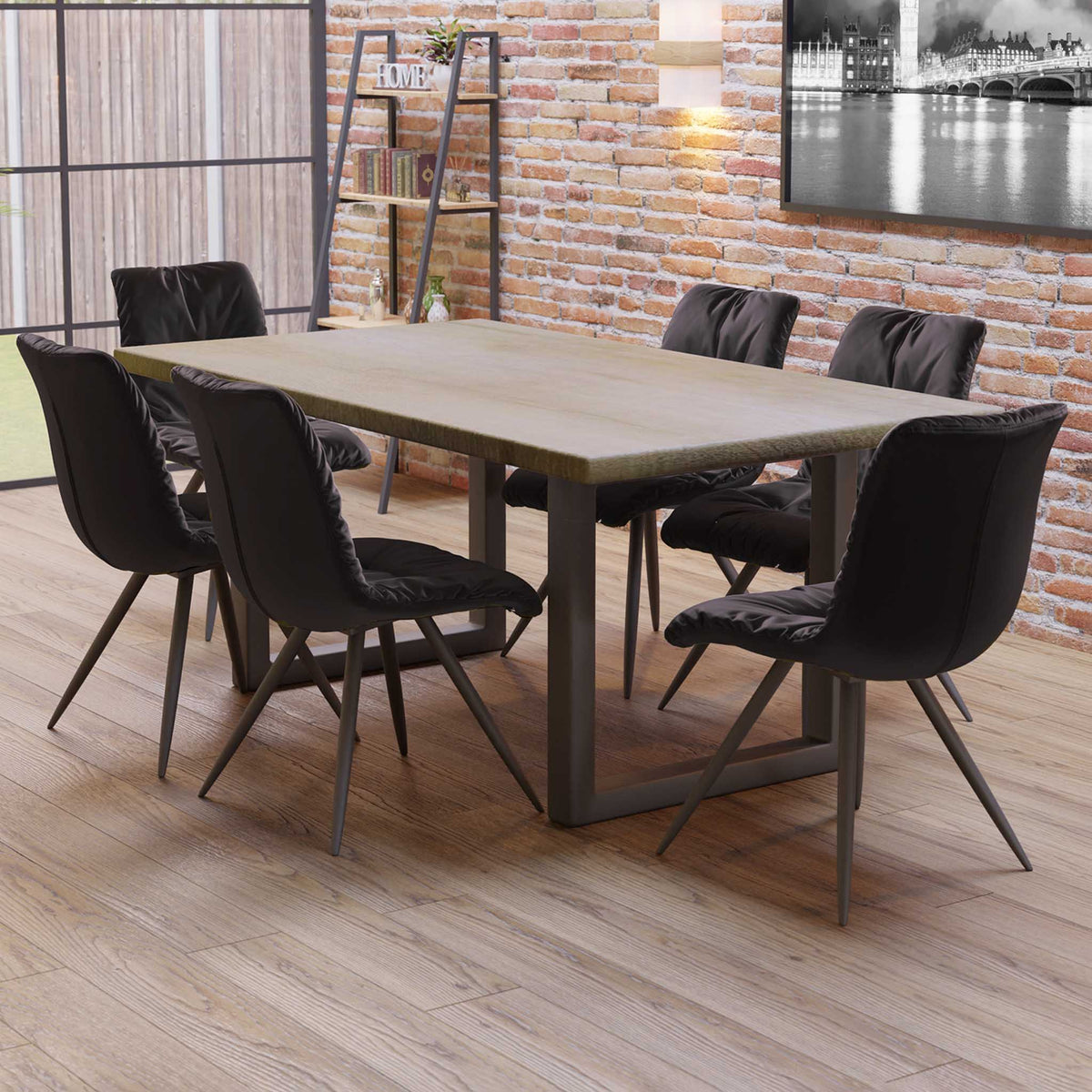 Thelma 1.8m Dining Table with 6 Addison Dark Brown Chairs