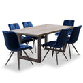 Thelma 1.8m Dining Table with 6 Addison Blue Chairs