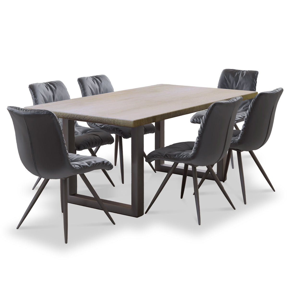 Thelma 1.8m Dining Table with 6 Addison Dark Grey Chairs