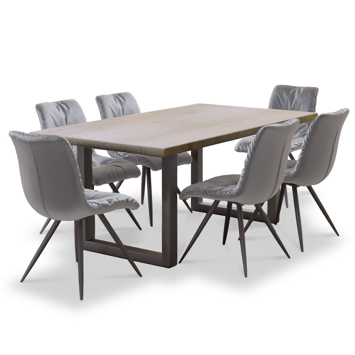 Thelma 1.8m Dining Table with 6 Addison Light Grey Chairs