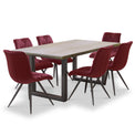 Thelma 1.8m Dining Table with 6 Addison Red Chairs
