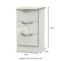 Beckett Cream Gloss 3 Drawer Bedside Cabinet size from Roseland