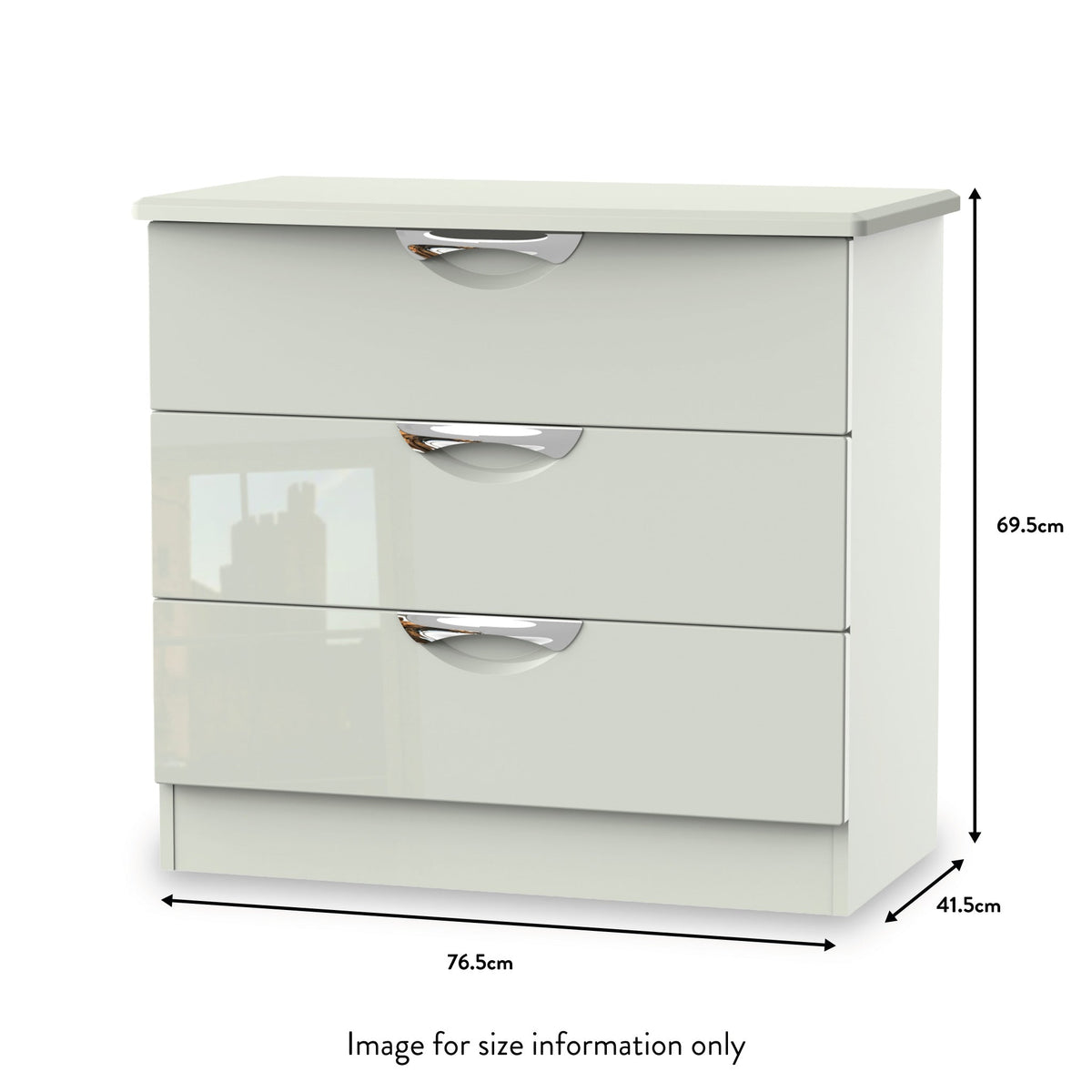 Beckett Cream Gloss 3 Drawer Chest from Roseland