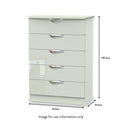 Beckett Cream Gloss 5 Drawer Chest from Roseland size