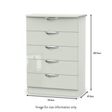 Beckett Cream Gloss 5 Drawer Chest from Roseland size
