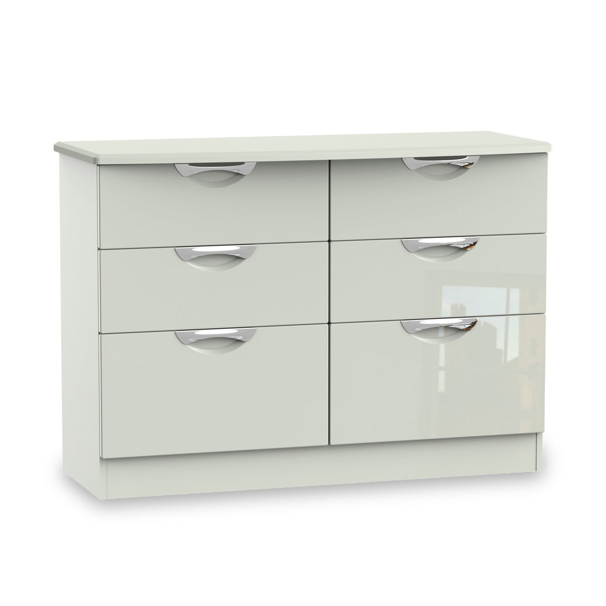 Beckett Cream Gloss 6 Drawer Wide Chest from Roseland