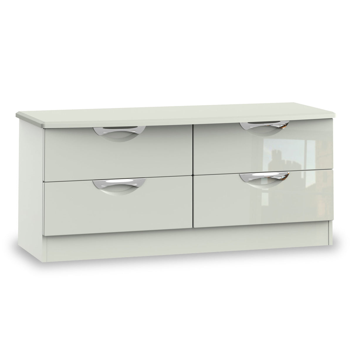 Beckett Cream Gloss 4 Drawer Low Storage Unit from Roseland