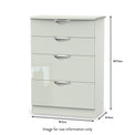 Beckett Cream Gloss 4 Drawer Deep Chest from Roseland size