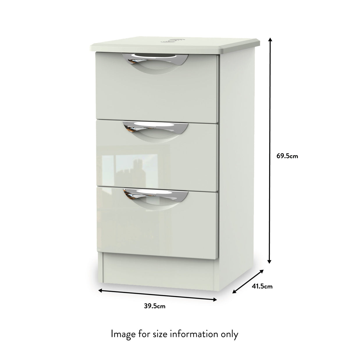Beckett Cream Gloss Wireless Charging 2 Drawer Cabinet from Roseland size