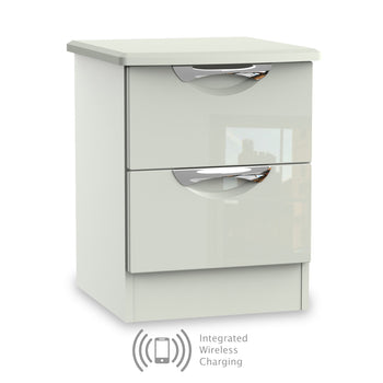 Beckett Cream Gloss Wireless Charging 2 Drawer Cabinet
