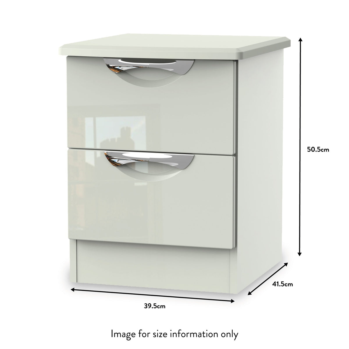 Beckett Cream Gloss Wireless Charging 3 Drawer Bedside from Roseland size