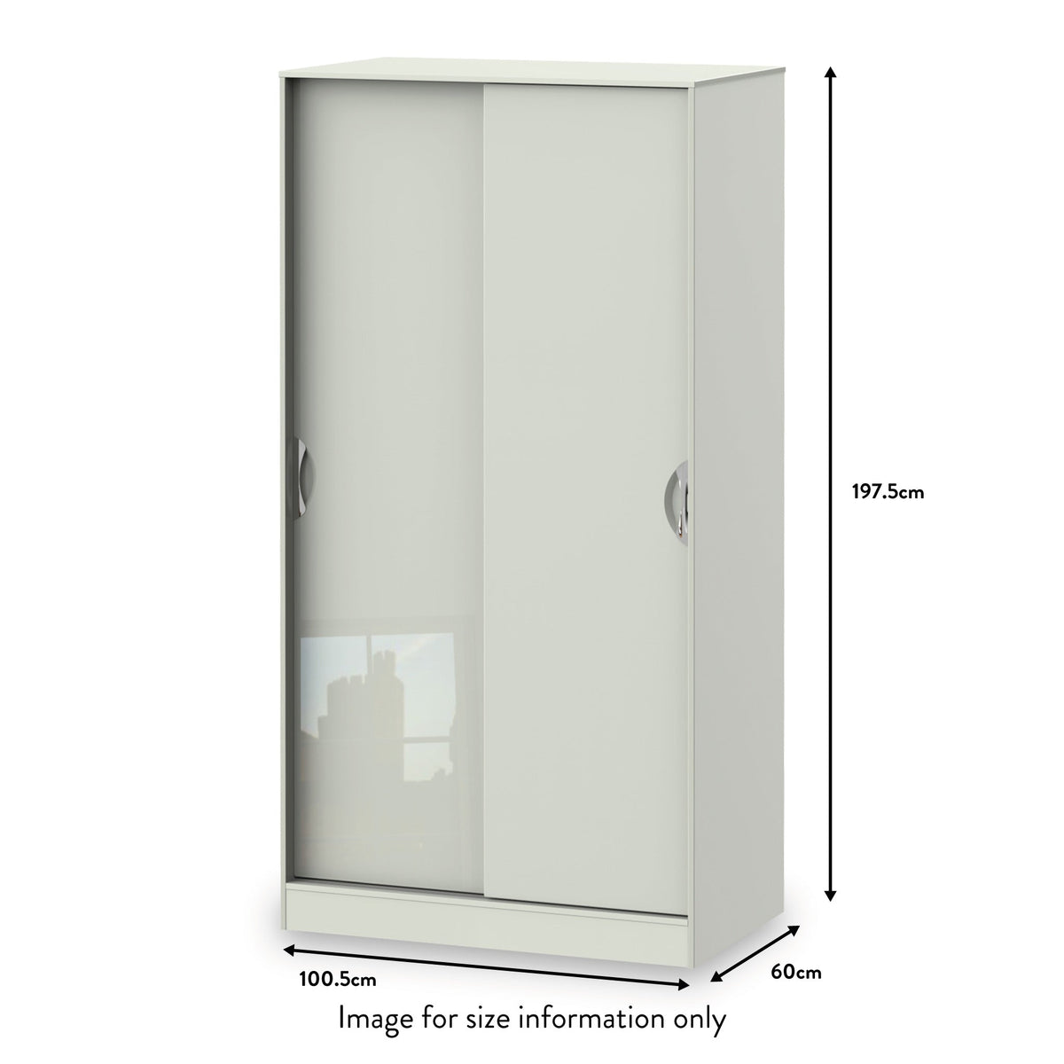 Beckett Cream Gloss Sliding Wardrobe from Roseland size