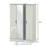 Beckett Cream Gloss Triple Mirror Wardrobe from Roseland size
