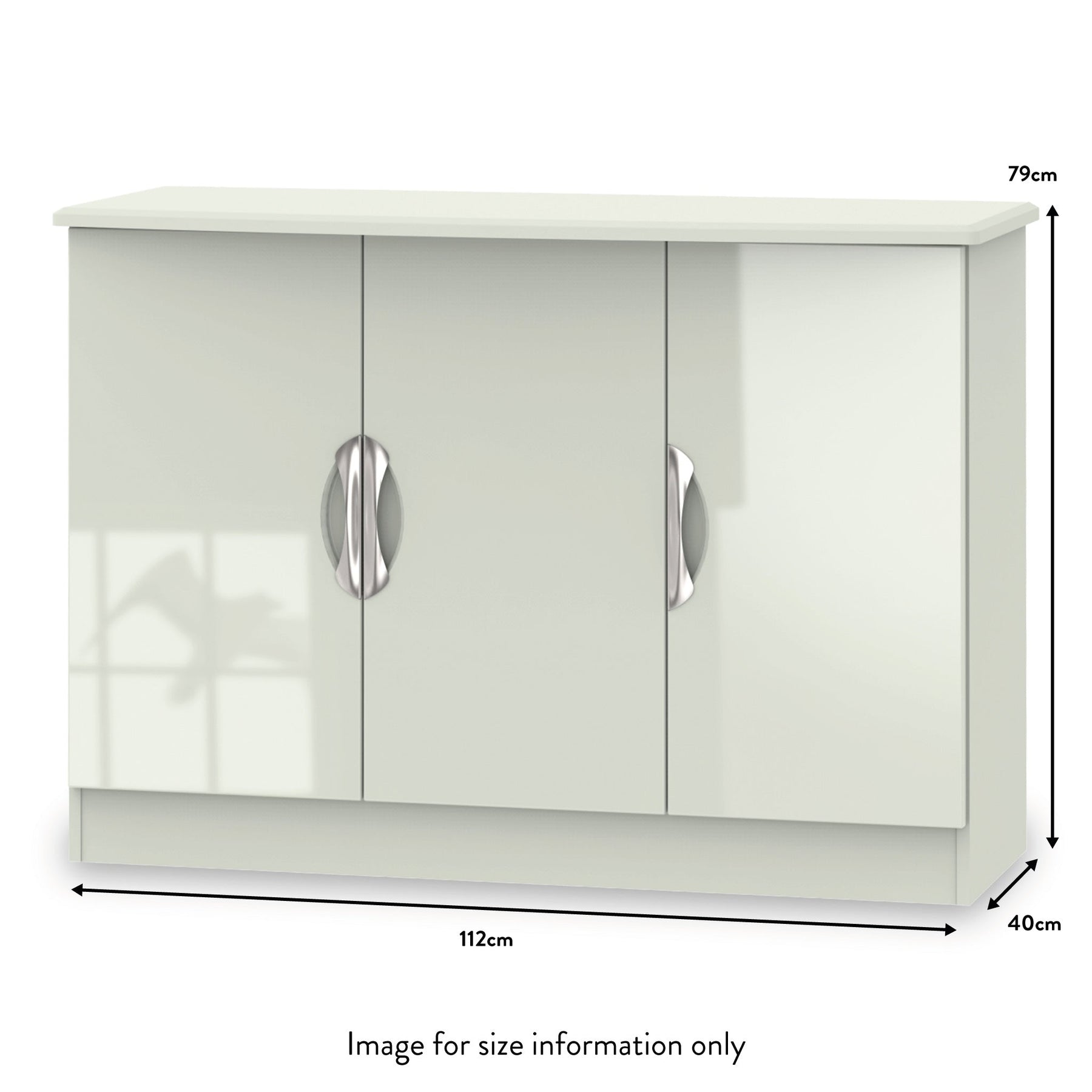 Beckett Cream Gloss 3 Door Sideboard from Roseland size