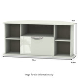 Beckett Cream Gloss Corner TV Unit from Roseland size