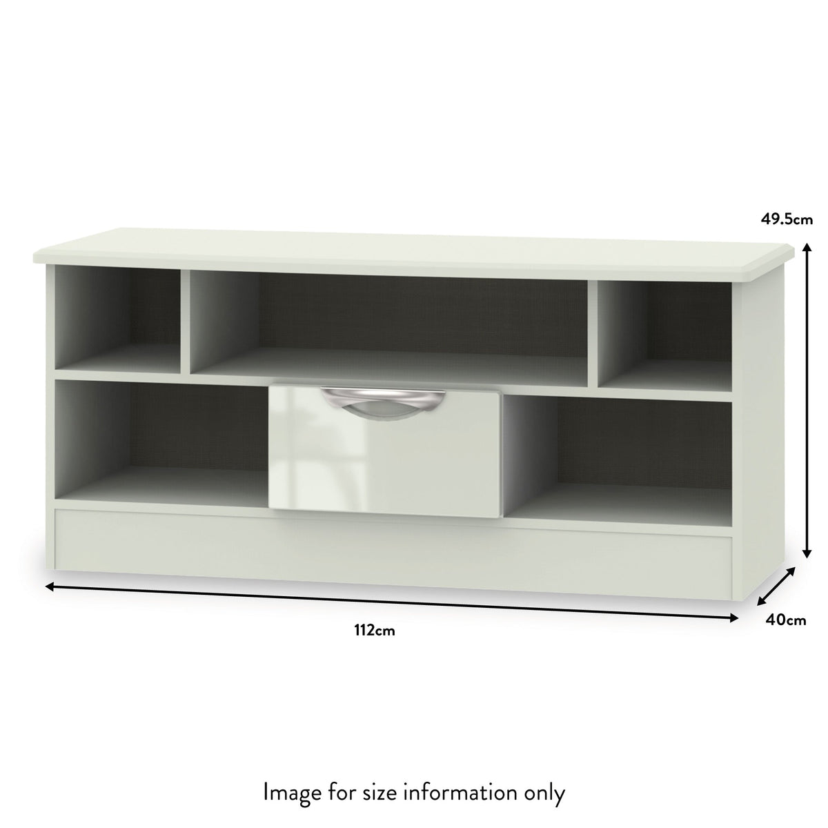 Beckett Cream Gloss 1 Drawer TV Unit from Roseland size