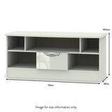 Beckett Cream Gloss 1 Drawer TV Unit from Roseland size