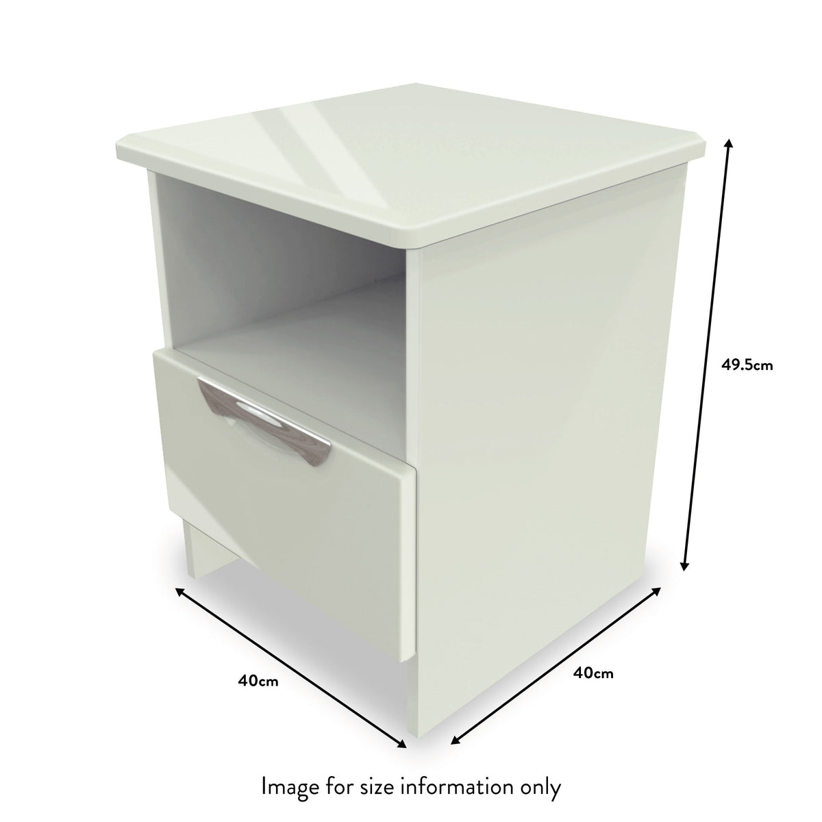 Beckett Cream Gloss 1 Drawer with Open Shelf Lamp Table from Roseland