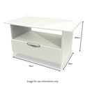 Beckett Cream Gloss 1 Drawer with Open Shelf Coffee Table from Roseland size