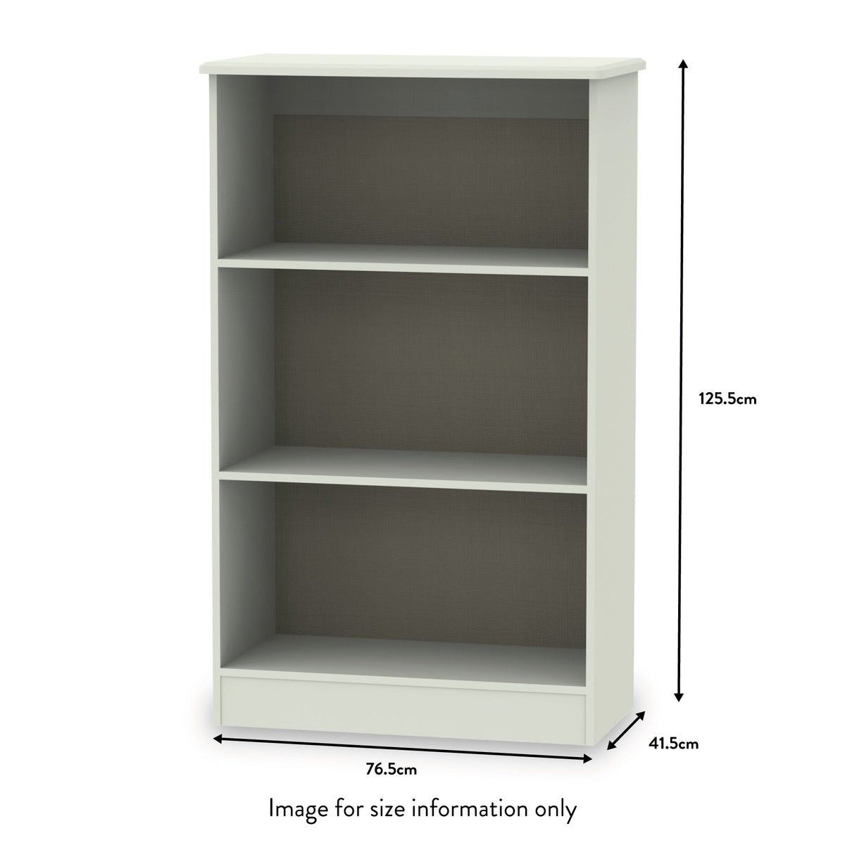 Beckett Cream Gloss 3 Shelf Bookcase from Roseland size