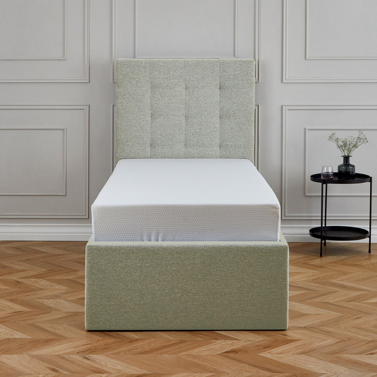 Floss Oatmeal Faux Linen Ottoman Storage Bed Frame from Roseland