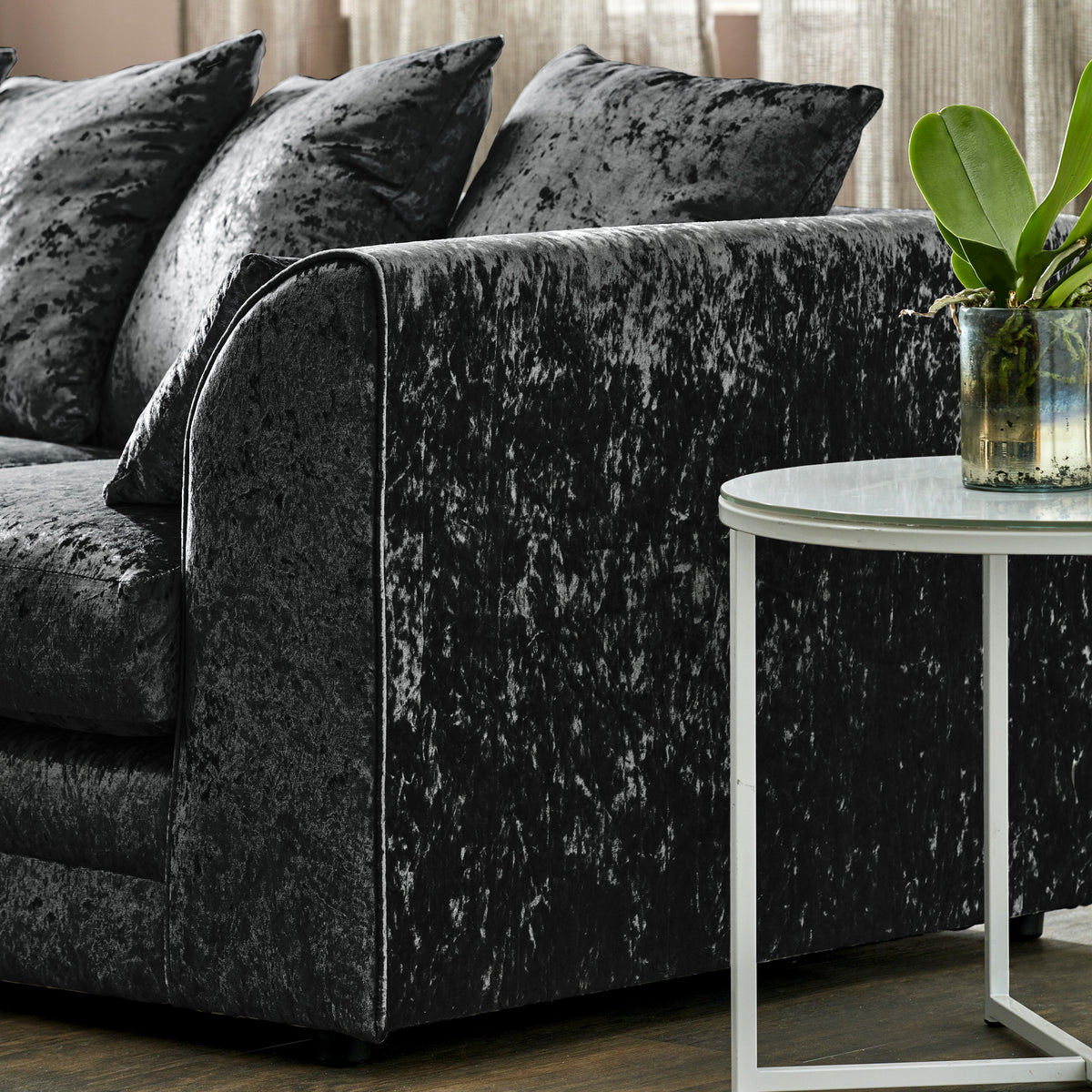 Tamara Black Crushed Velvet 2 Seater Sofa