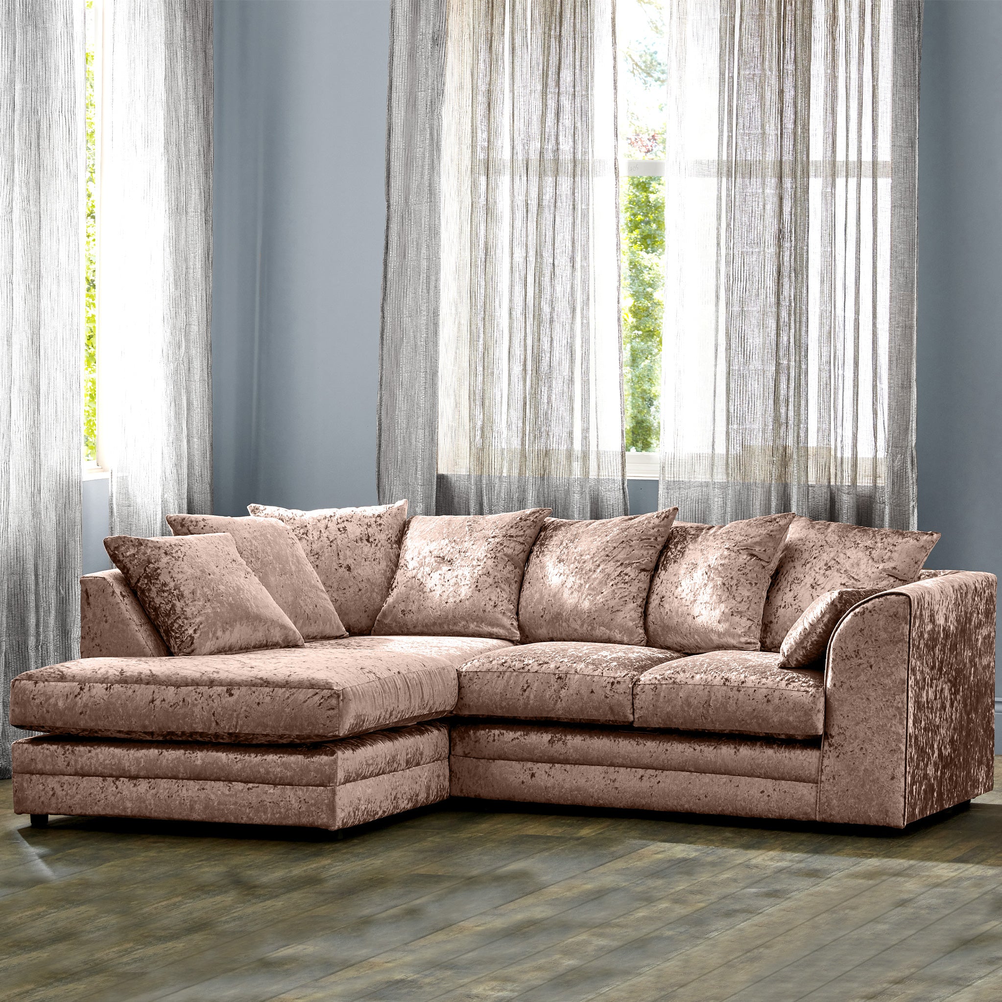 Mink velvet on sale corner sofa