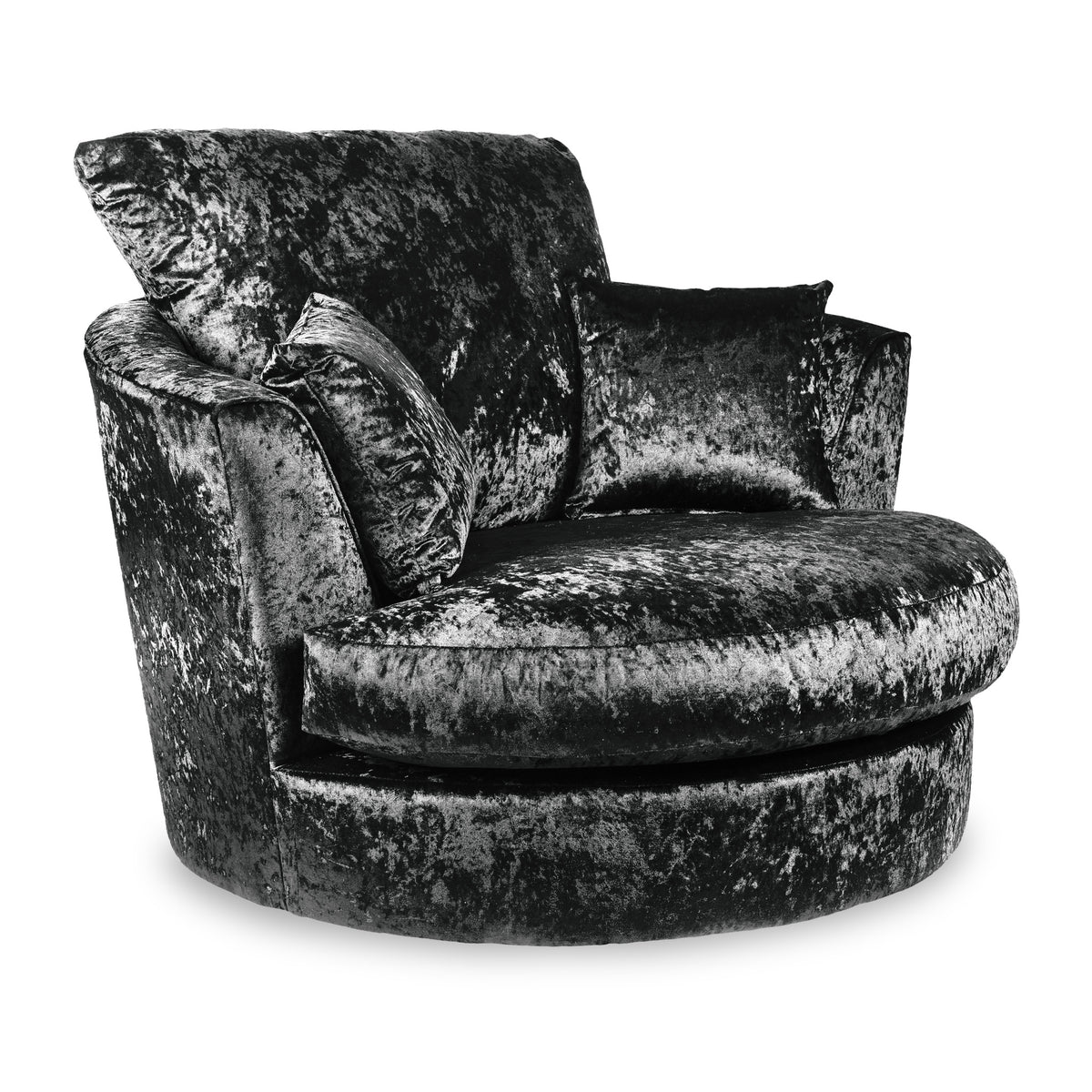 Tamara Black Crushed Velvet Swivel Chair from Roseland Furniture