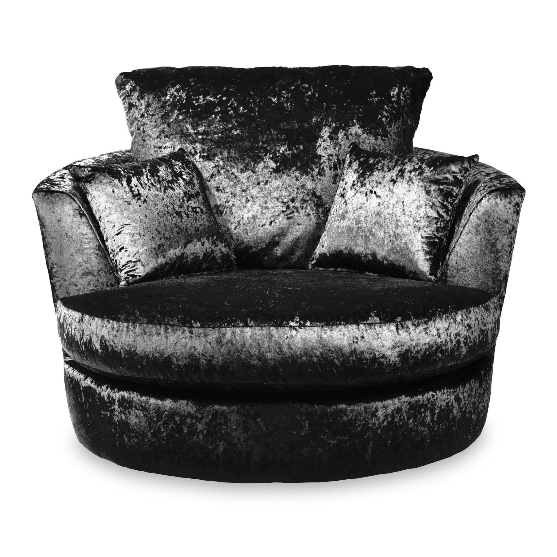 Tamara Black Crushed Velvet Swivel Armchair
