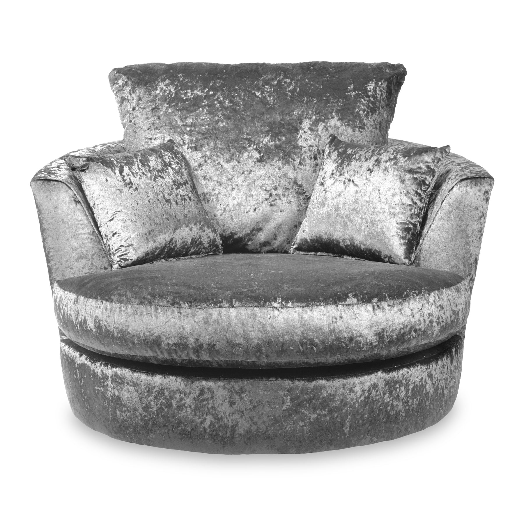 Tamara Silver Crushed Velvet Swivel Armchair